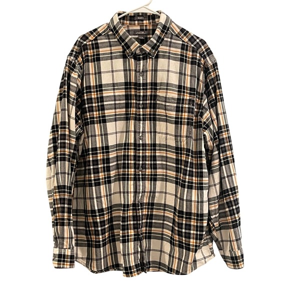 00117 - Eddie Bauer Men's XL Relaxed Fit Plaid Flannel Button Down Shirt - Picture 1 of 15